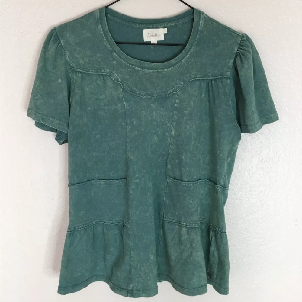 Deletta Acid Washed Ruffle Tee